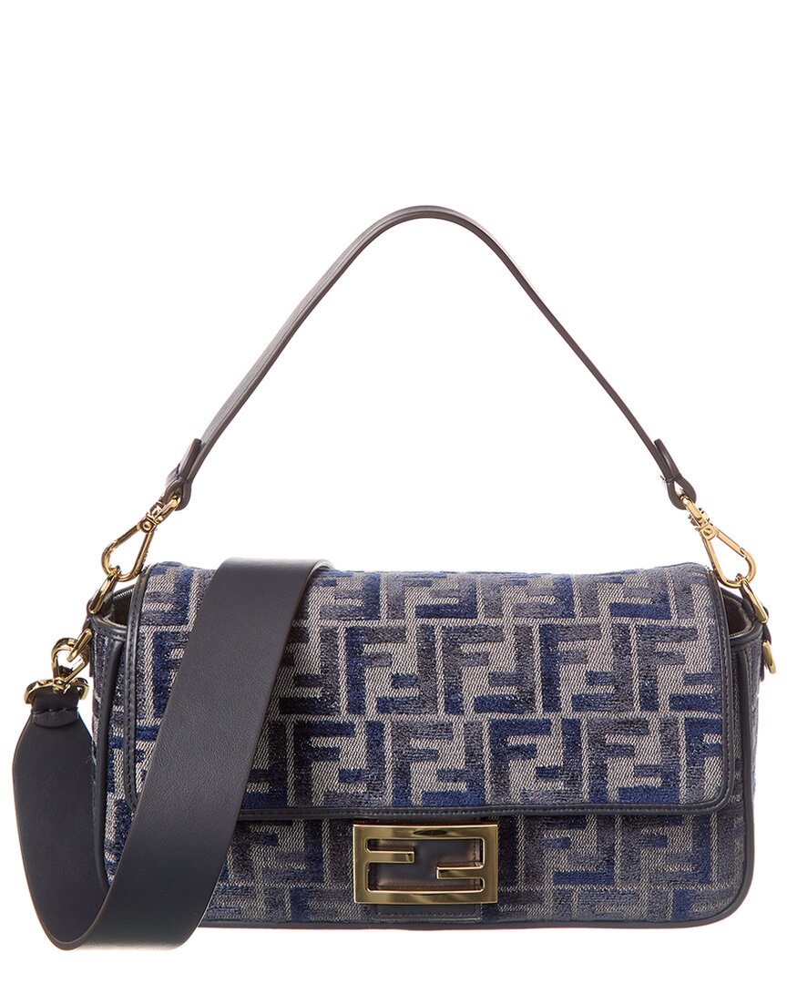 Fendi Baguette Ff Chenille & Leather Shoulder Bag