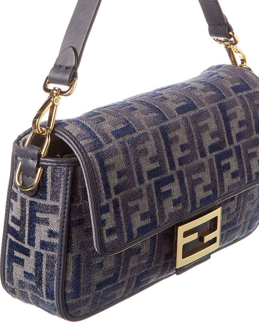Fendi Baguette Ff Chenille & Leather Shoulder Bag