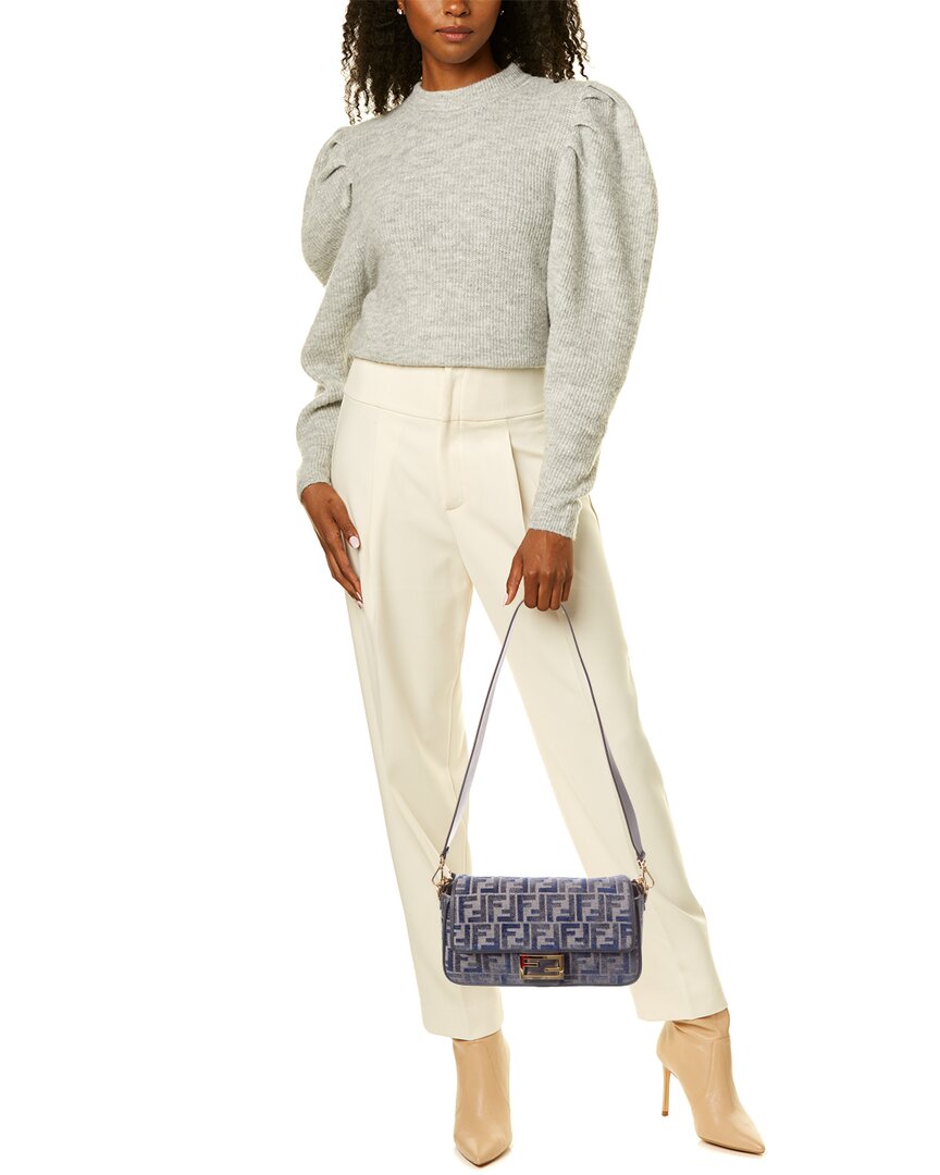 Fendi Baguette Ff Chenille & Leather Shoulder Bag