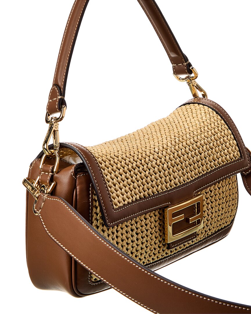Fendi Baguette Macramé & Leather Shoulder Bag