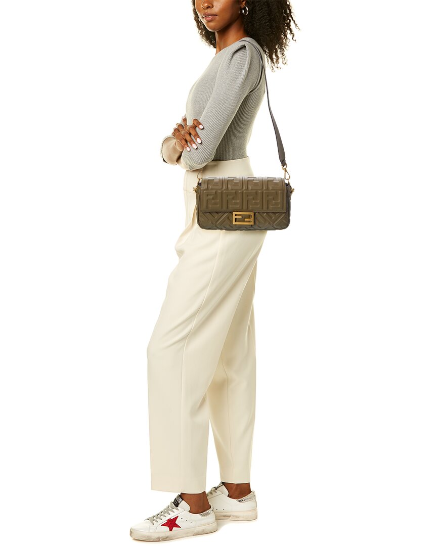 Fendi Baguette Ff Leather Shoulder Bag
