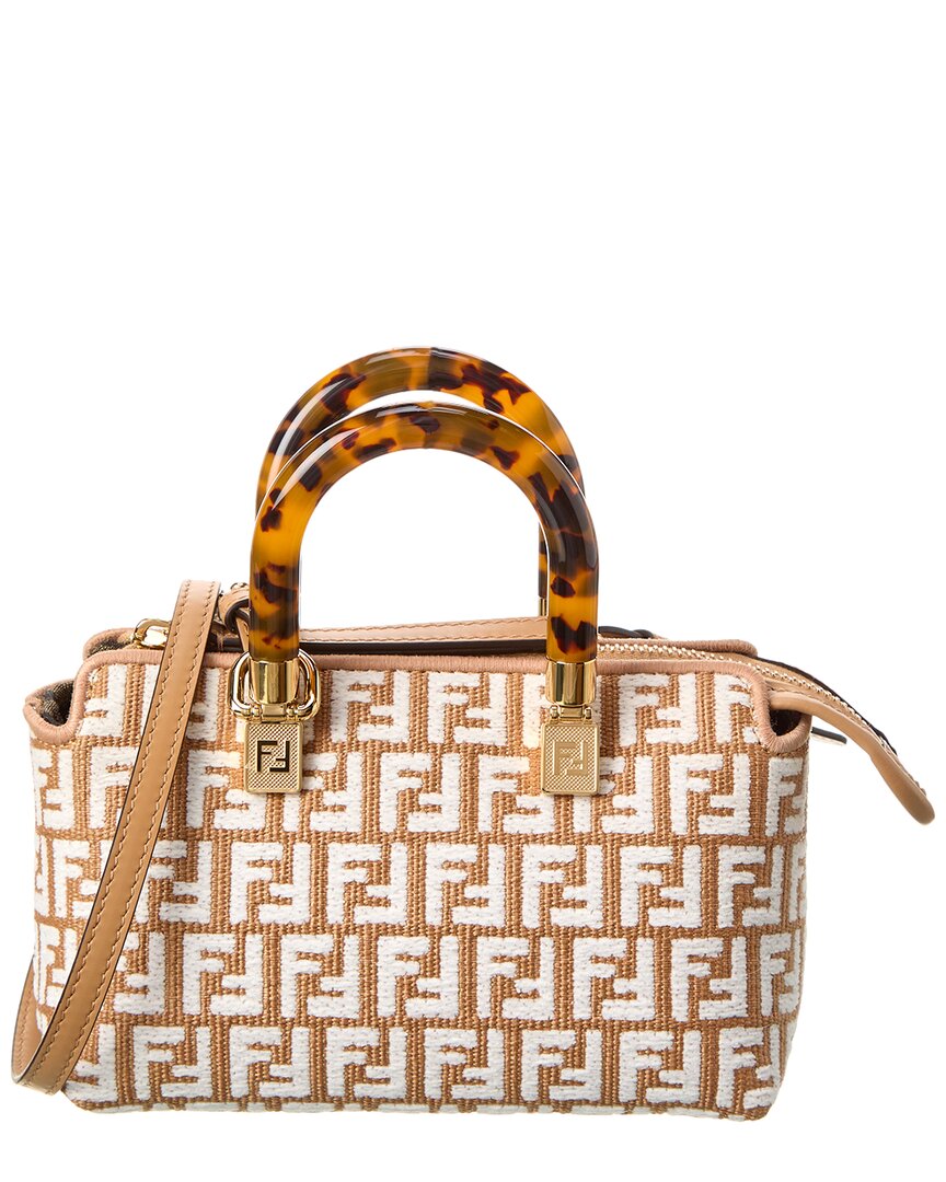 Fendi By The Way Mini Raffia & Leather Shoulder Bag