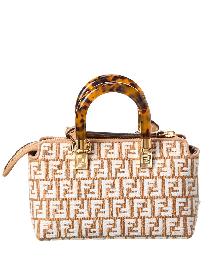 Fendi By The Way Mini Raffia & Leather Shoulder Bag