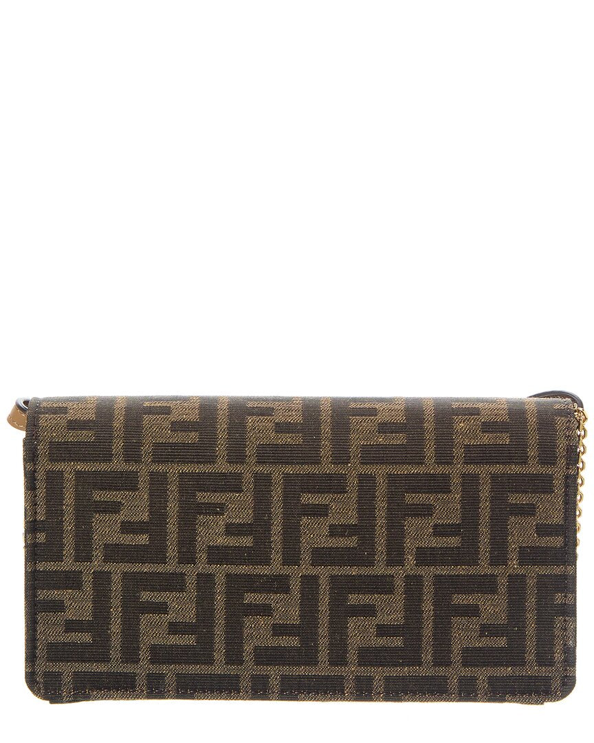 Fendi Baguette Leather-Trim Wallet On Chain