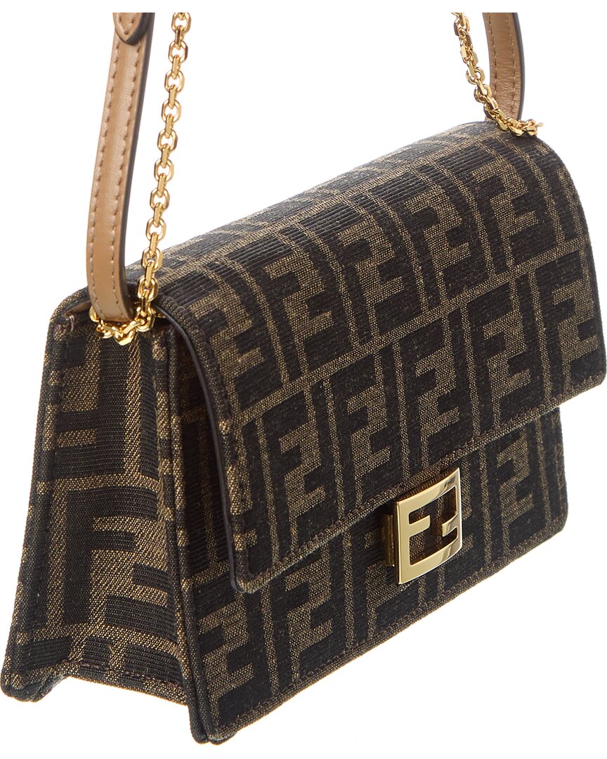 Fendi Baguette Leather-Trim Wallet On Chain
