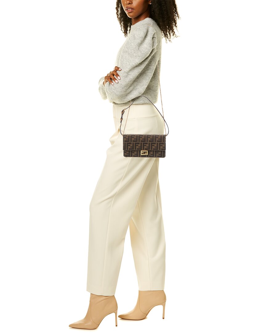 Fendi Baguette Leather-Trim Wallet On Chain