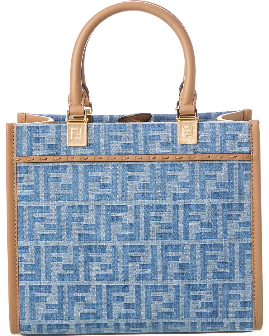 Fendi Sunshine Small Ff Denim & Leather Tote