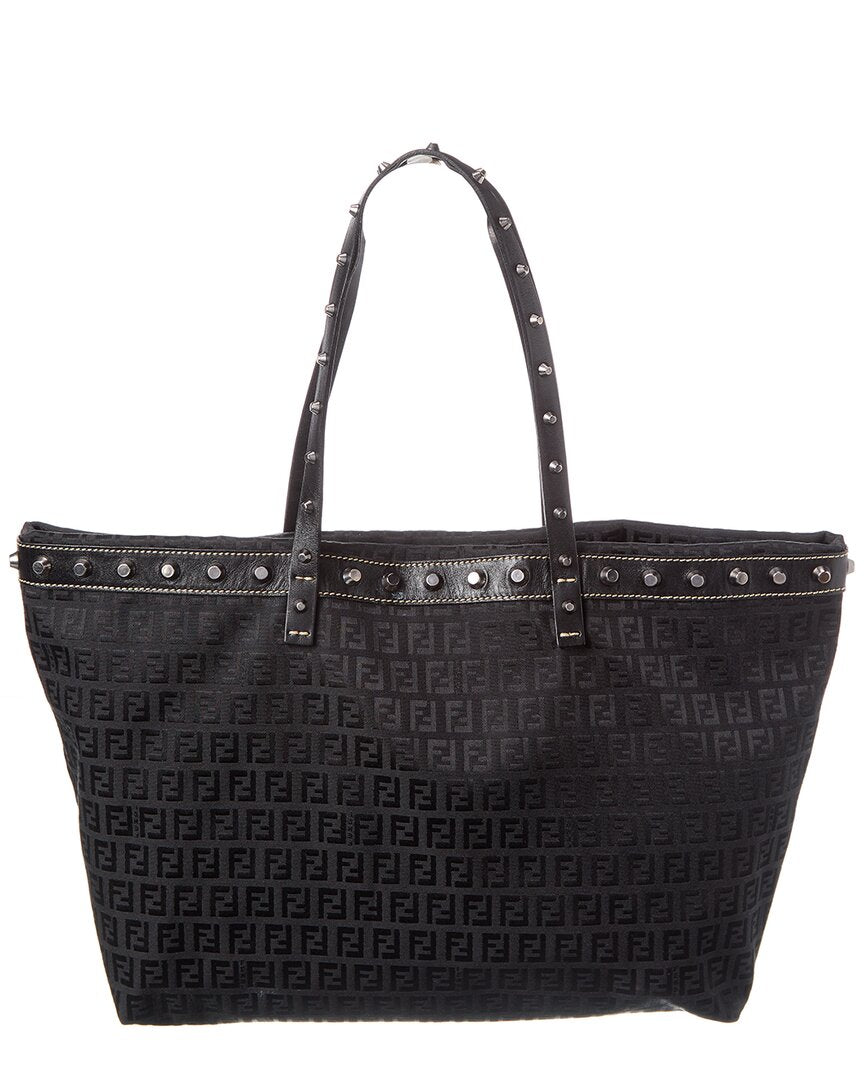 Fendi Black Zucchino Print Canvas & Leather Tote
