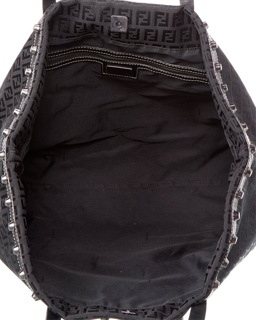 Fendi Black Zucchino Print Canvas & Leather Tote