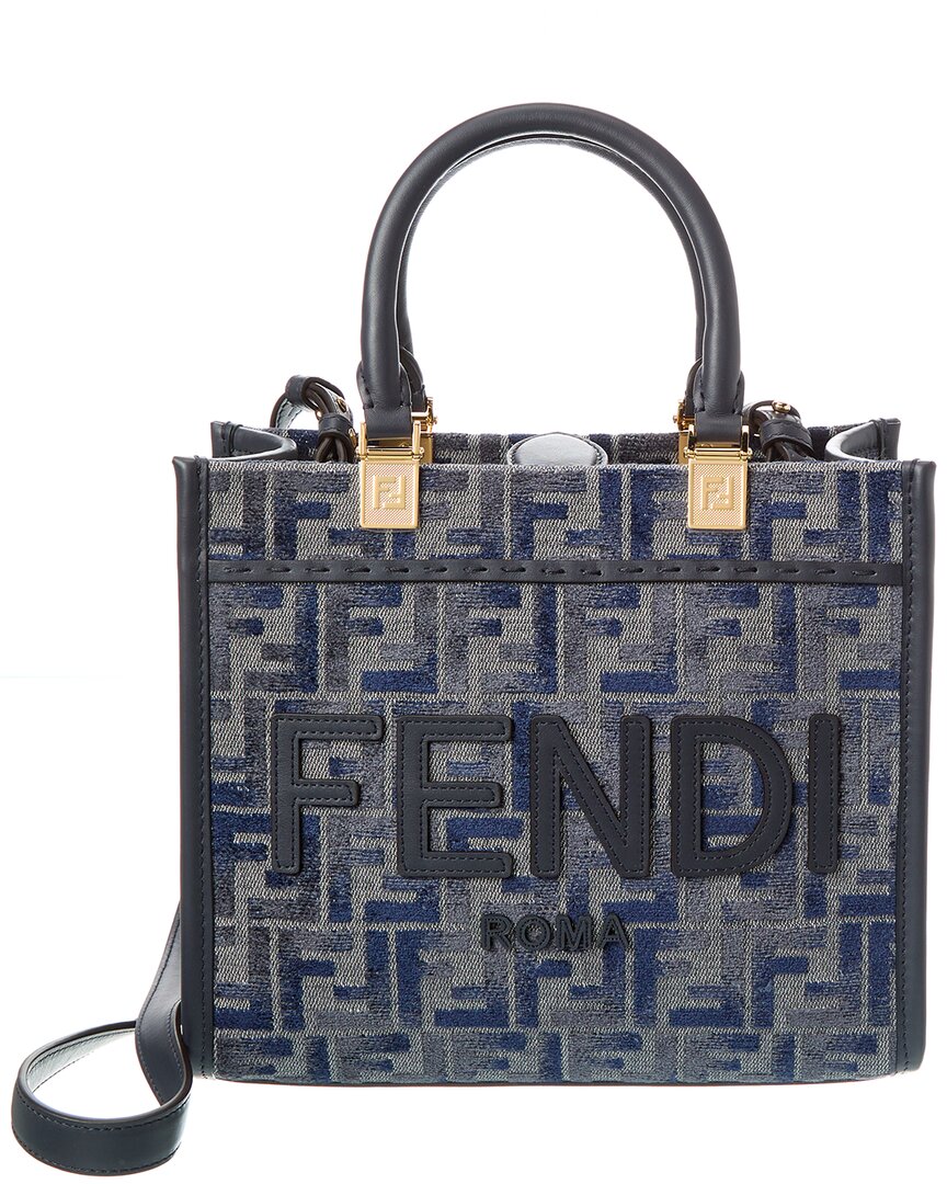 Fendi Sunshine Small Ff Chenille & Leather Tote