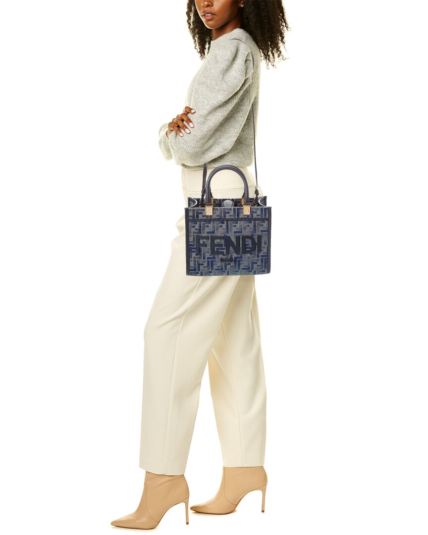 Fendi Sunshine Small Ff Chenille & Leather Tote