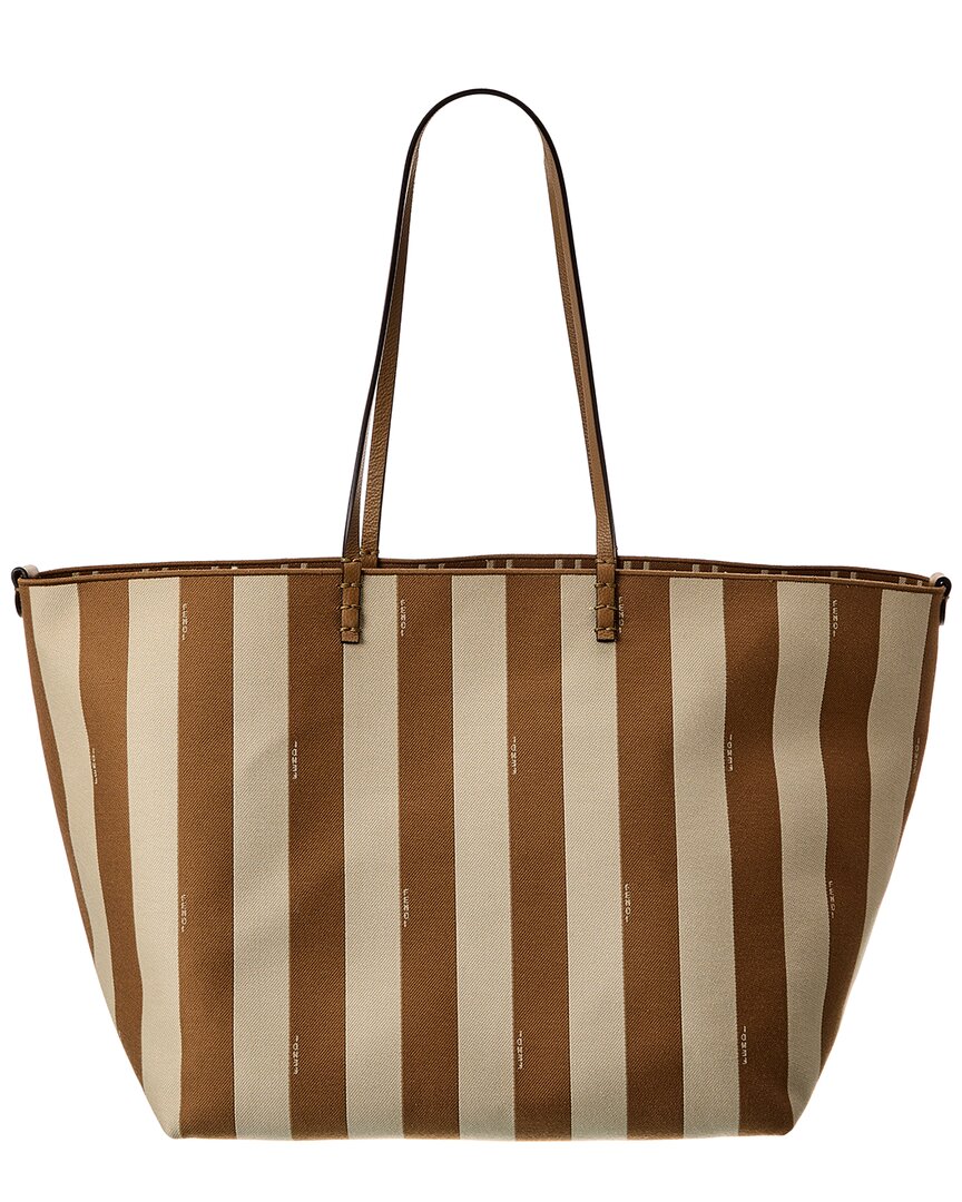 Fendi Roll Large Reversible Leather-Trim Tote