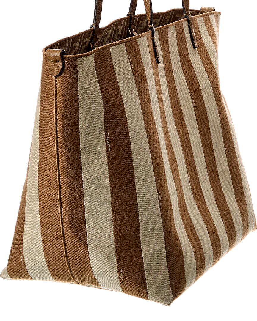 Fendi Roll Large Reversible Leather-Trim Tote