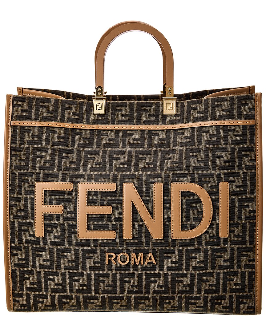 Fendi Sunshine Large Ff Jacquard & Leather Tote