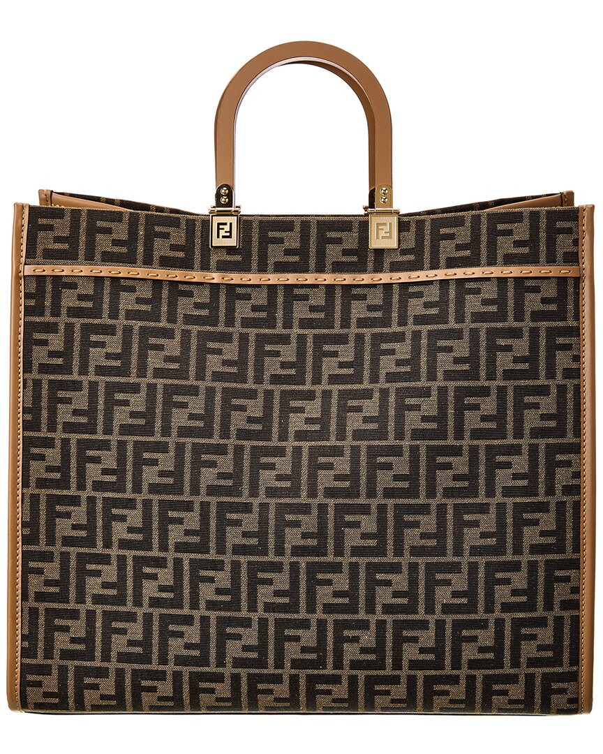 Fendi Sunshine Large Ff Jacquard & Leather Tote