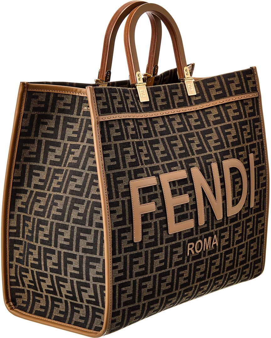 Fendi Sunshine Large Ff Jacquard & Leather Tote