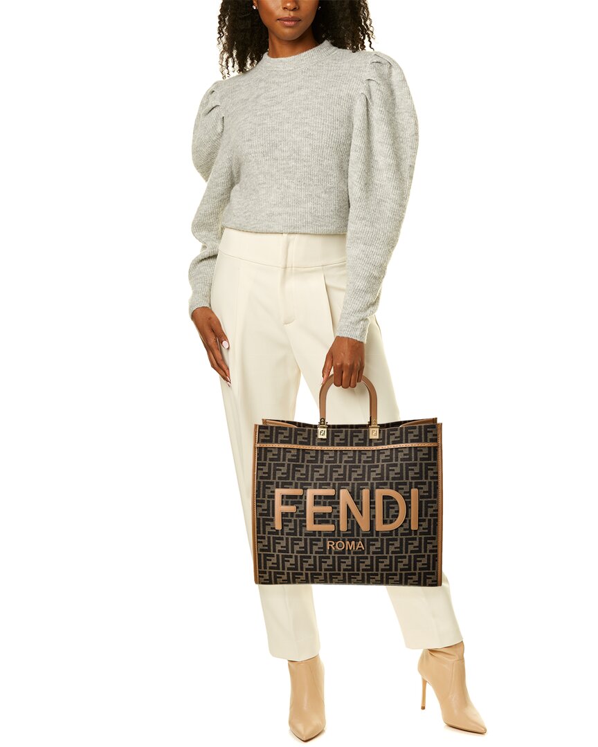 Fendi Sunshine Large Ff Jacquard & Leather Tote