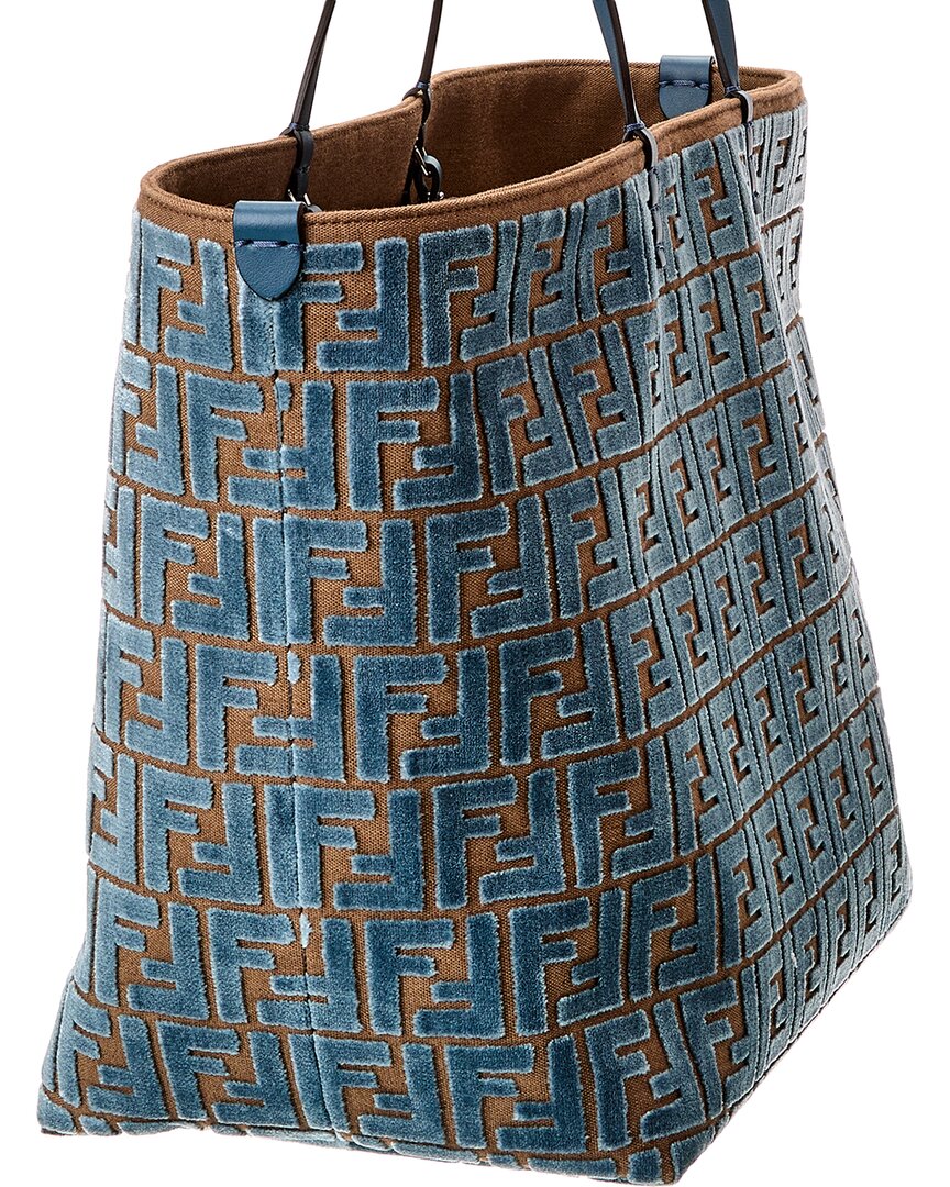 Fendi Roll Large Ff Jacquard Velvet & Leather Tote