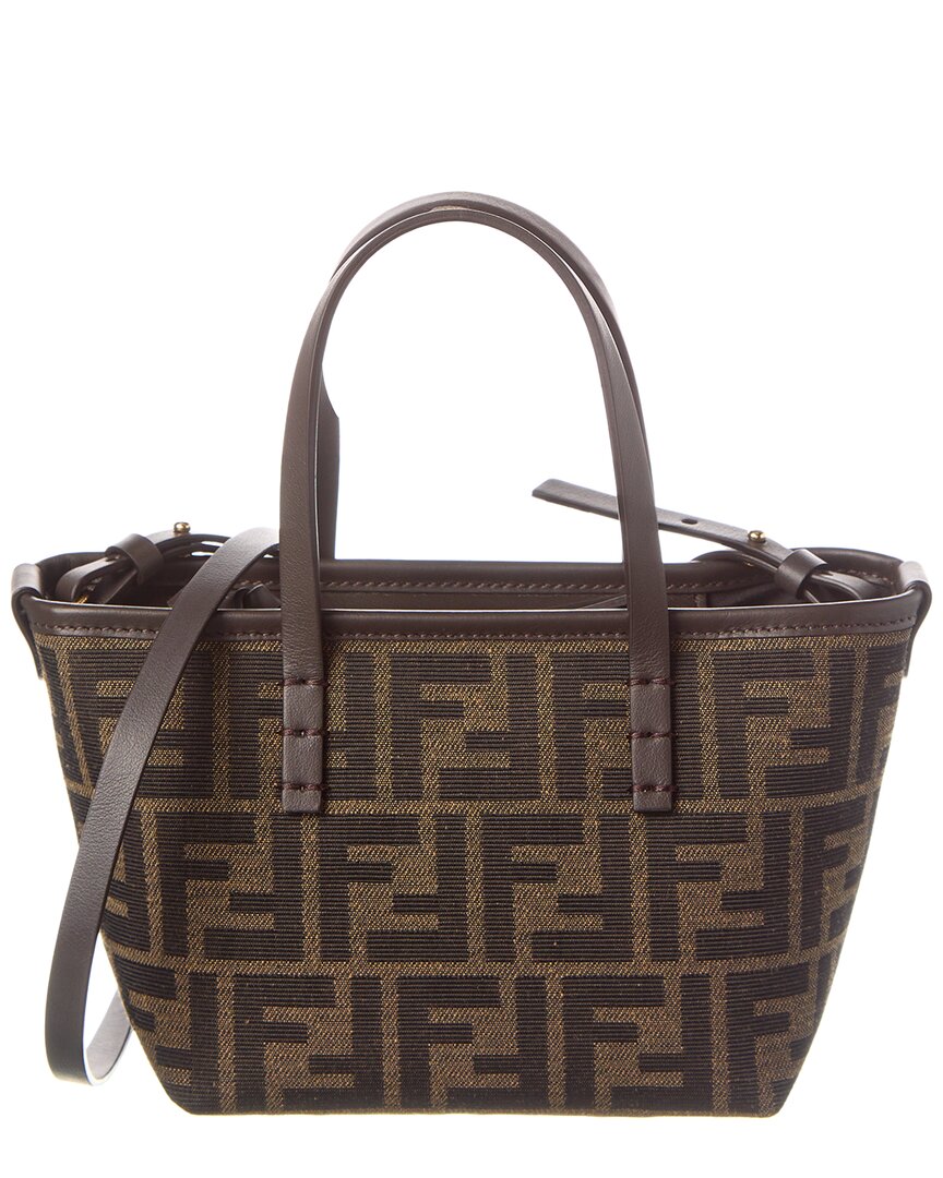 Fendi Roll Mini Ff Jacquard Canvas & Leather Tote