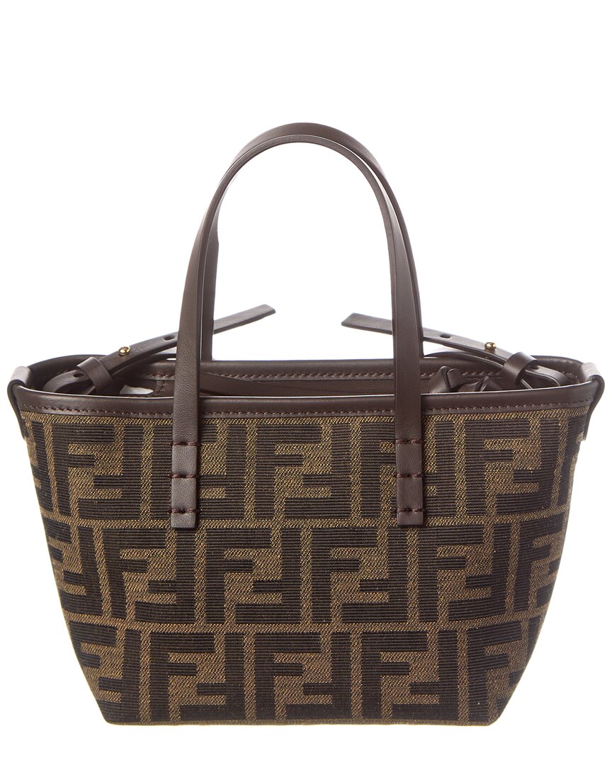 Fendi Roll Mini Ff Jacquard Canvas & Leather Tote
