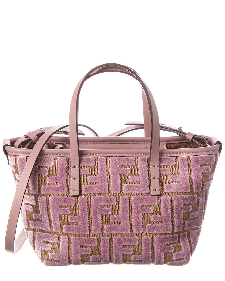 Fendi Roll Mini Ff Jacquard Velvet & Leather Tote
