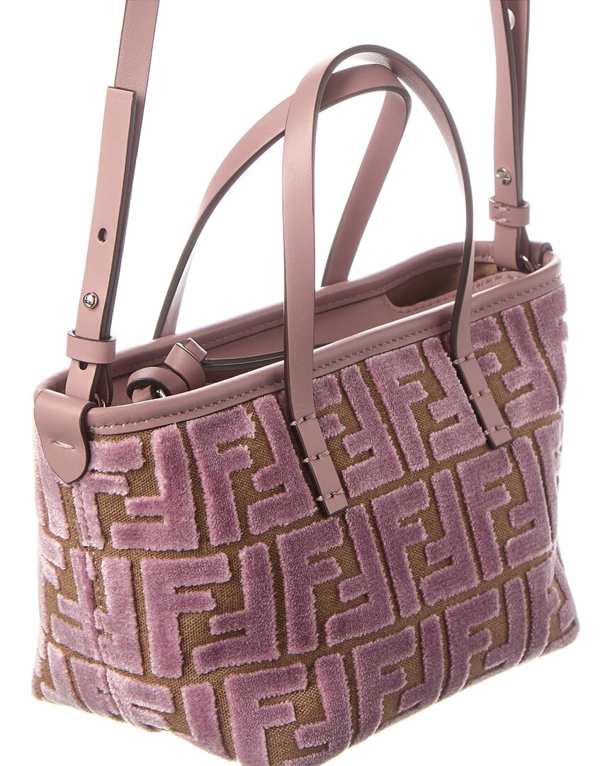 Fendi Roll Mini Ff Jacquard Velvet & Leather Tote