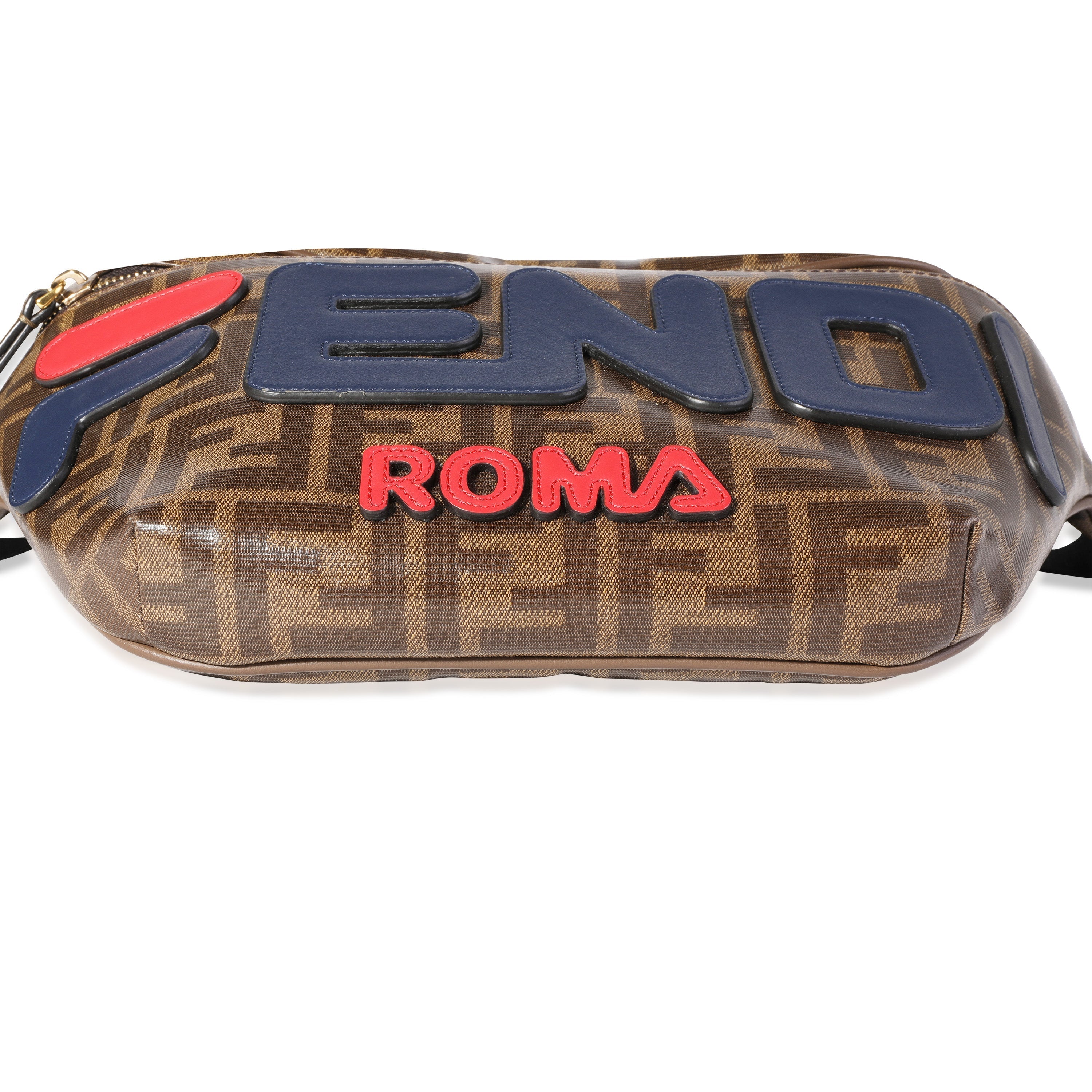 Fendi x Fila Brown, Blue, & Red Zucca Coated Canvas Mania Waist Bag