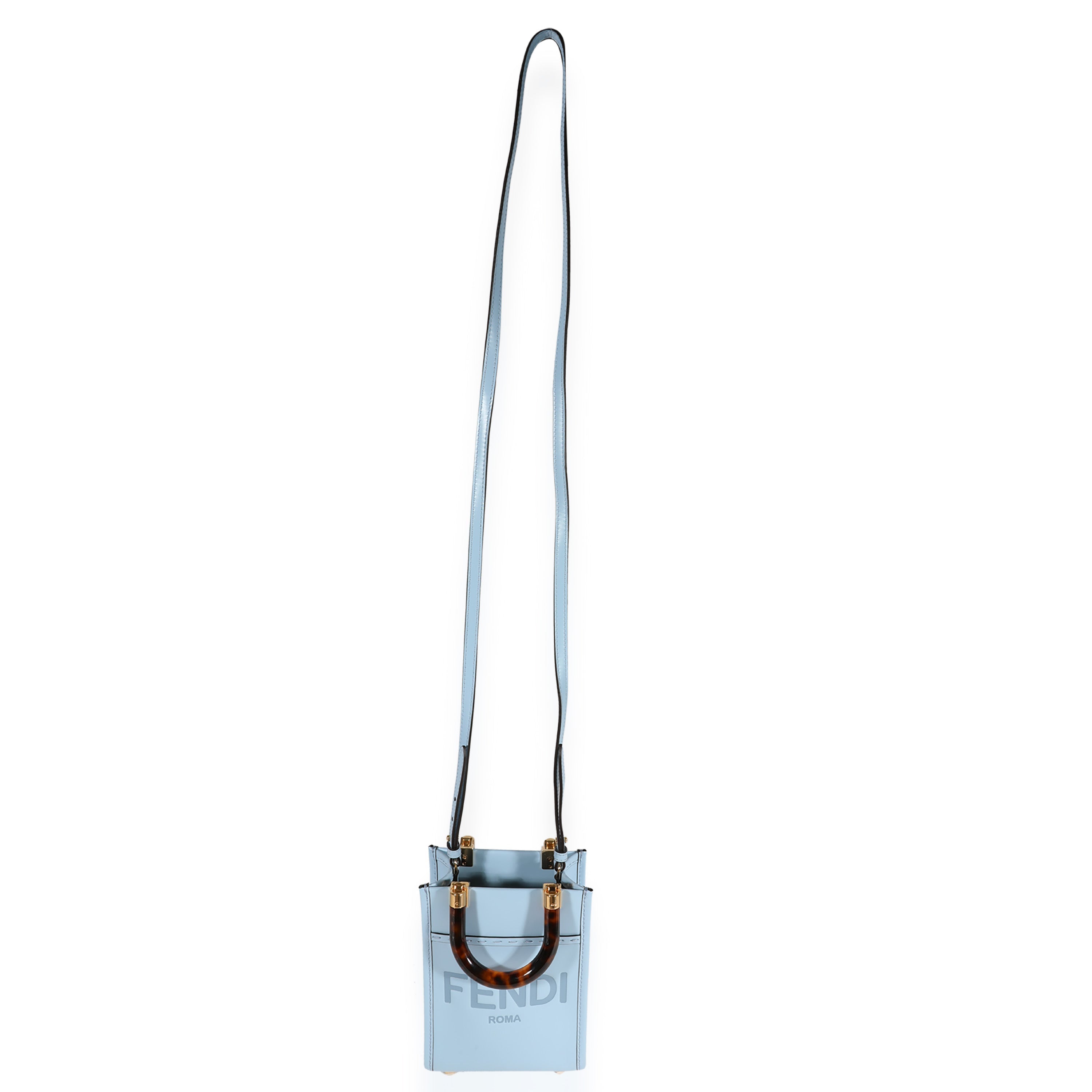 Fendi Light Blue Leather Mini Sunshine Shopper