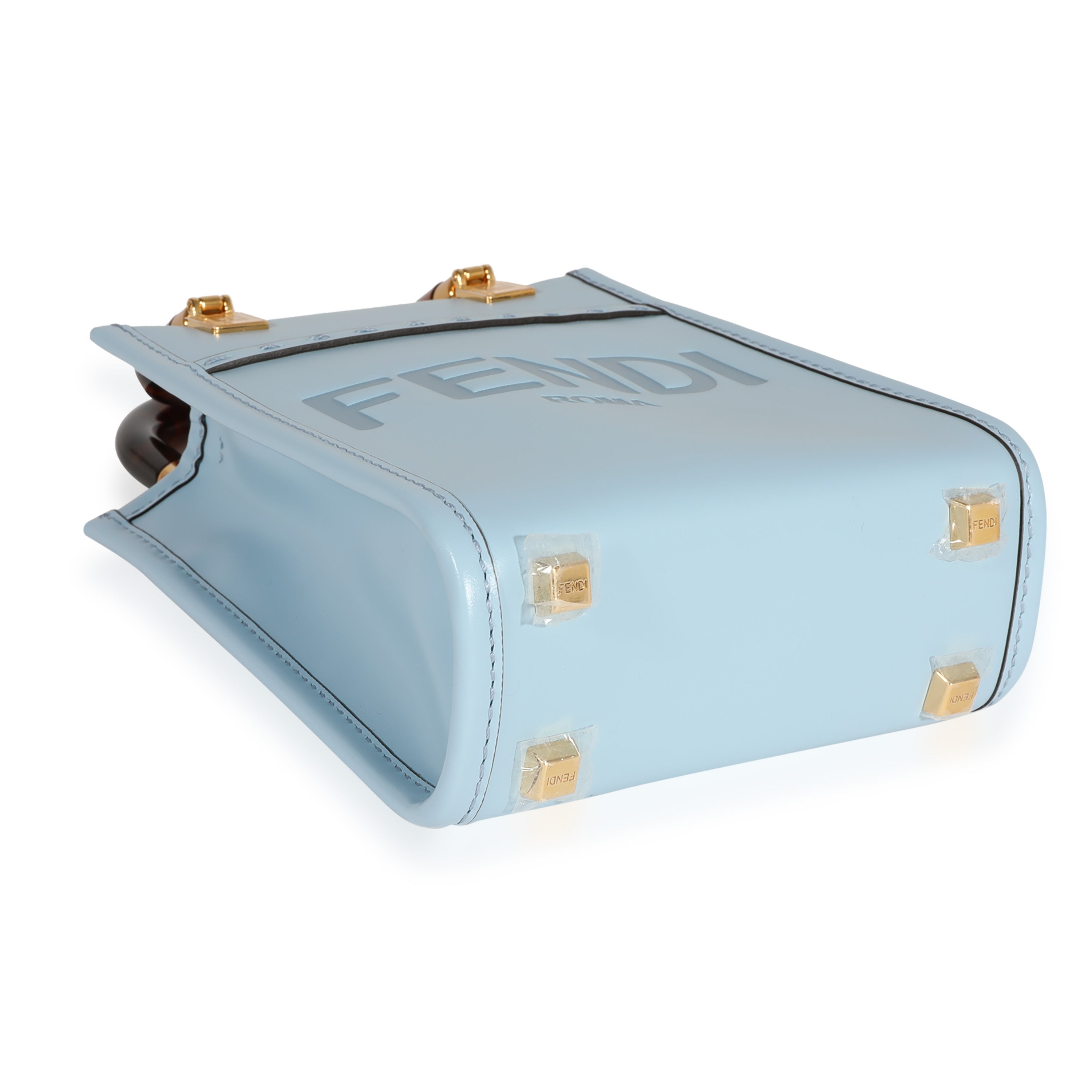 Fendi Light Blue Leather Mini Sunshine Shopper
