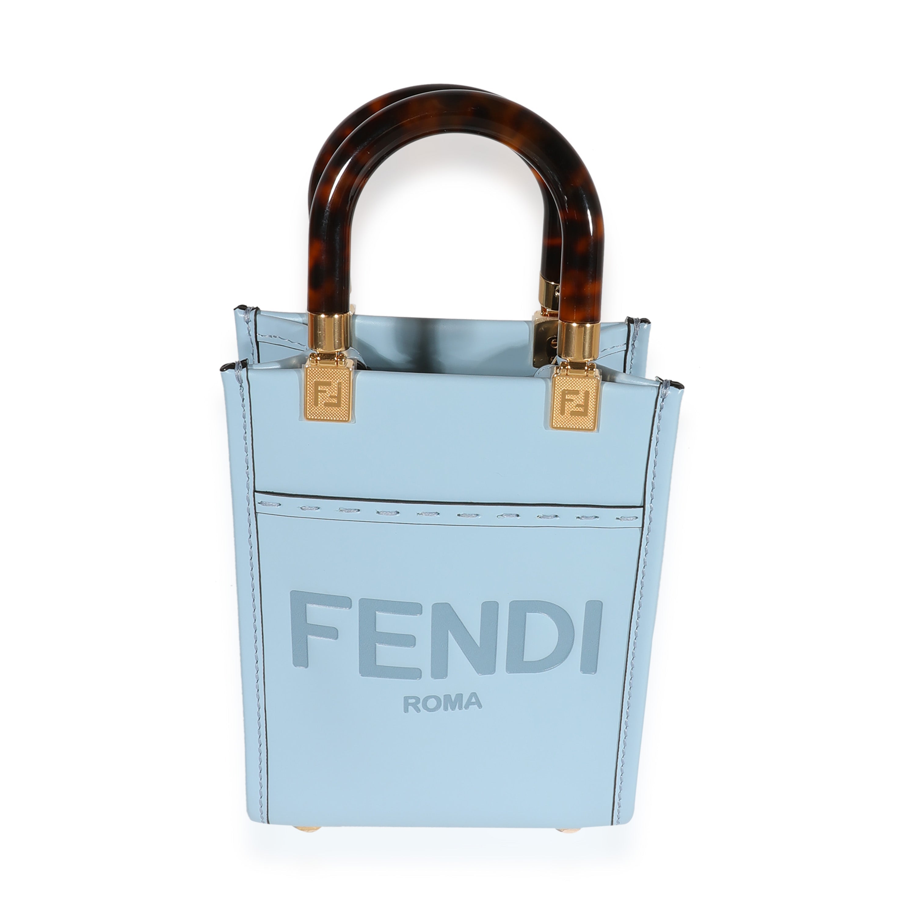 Fendi Light Blue Leather Mini Sunshine Shopper