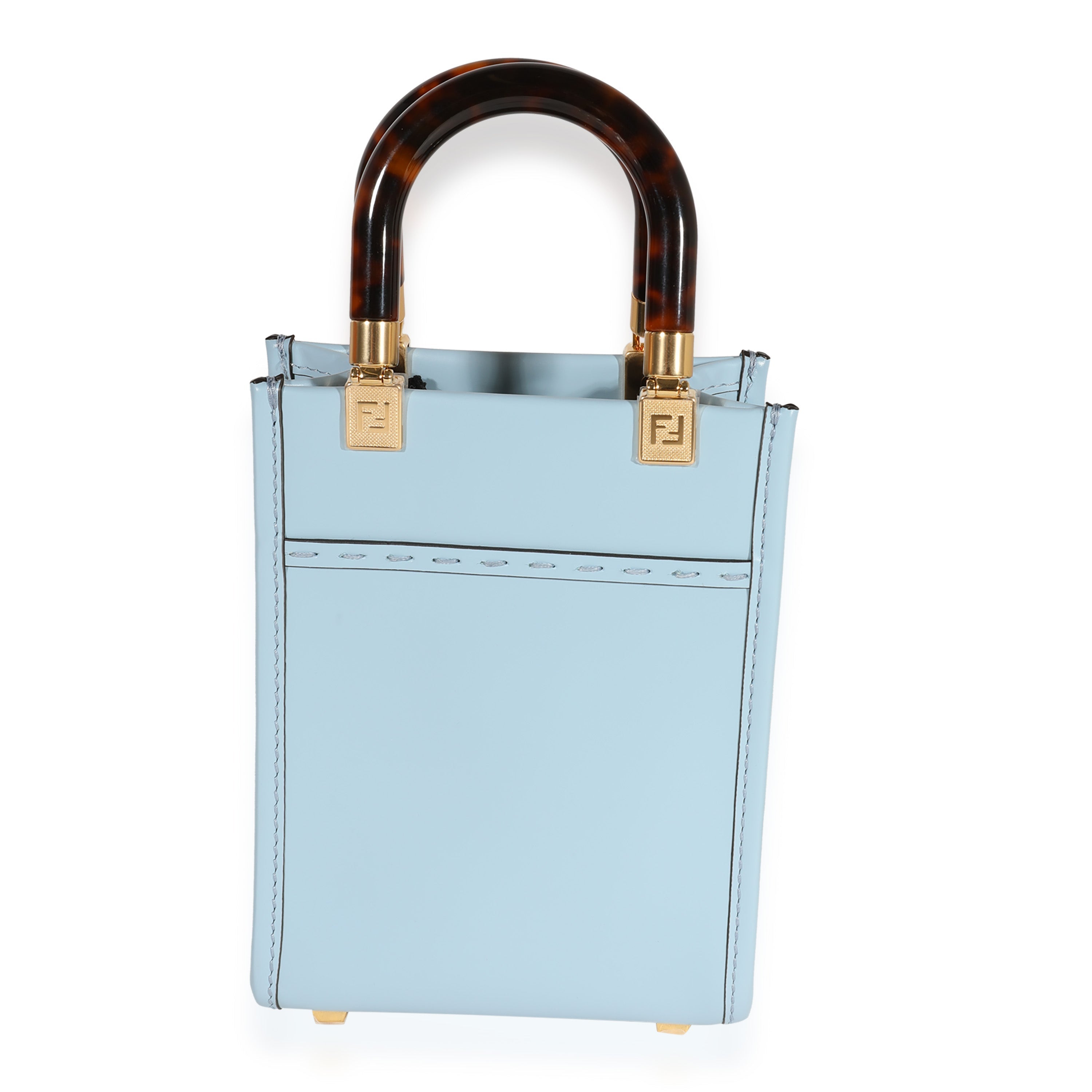 Fendi Light Blue Leather Mini Sunshine Shopper
