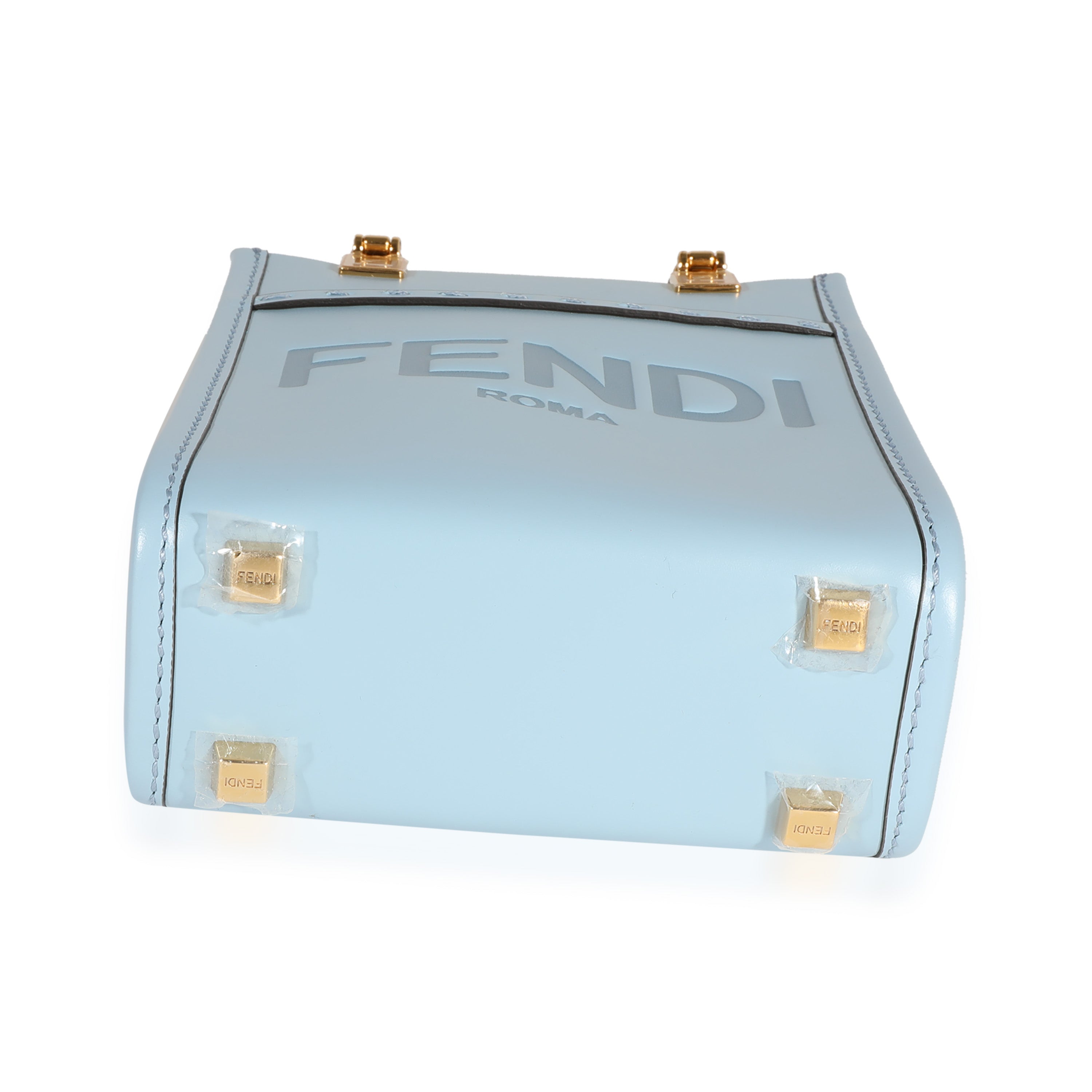 Fendi Light Blue Leather Mini Sunshine Shopper