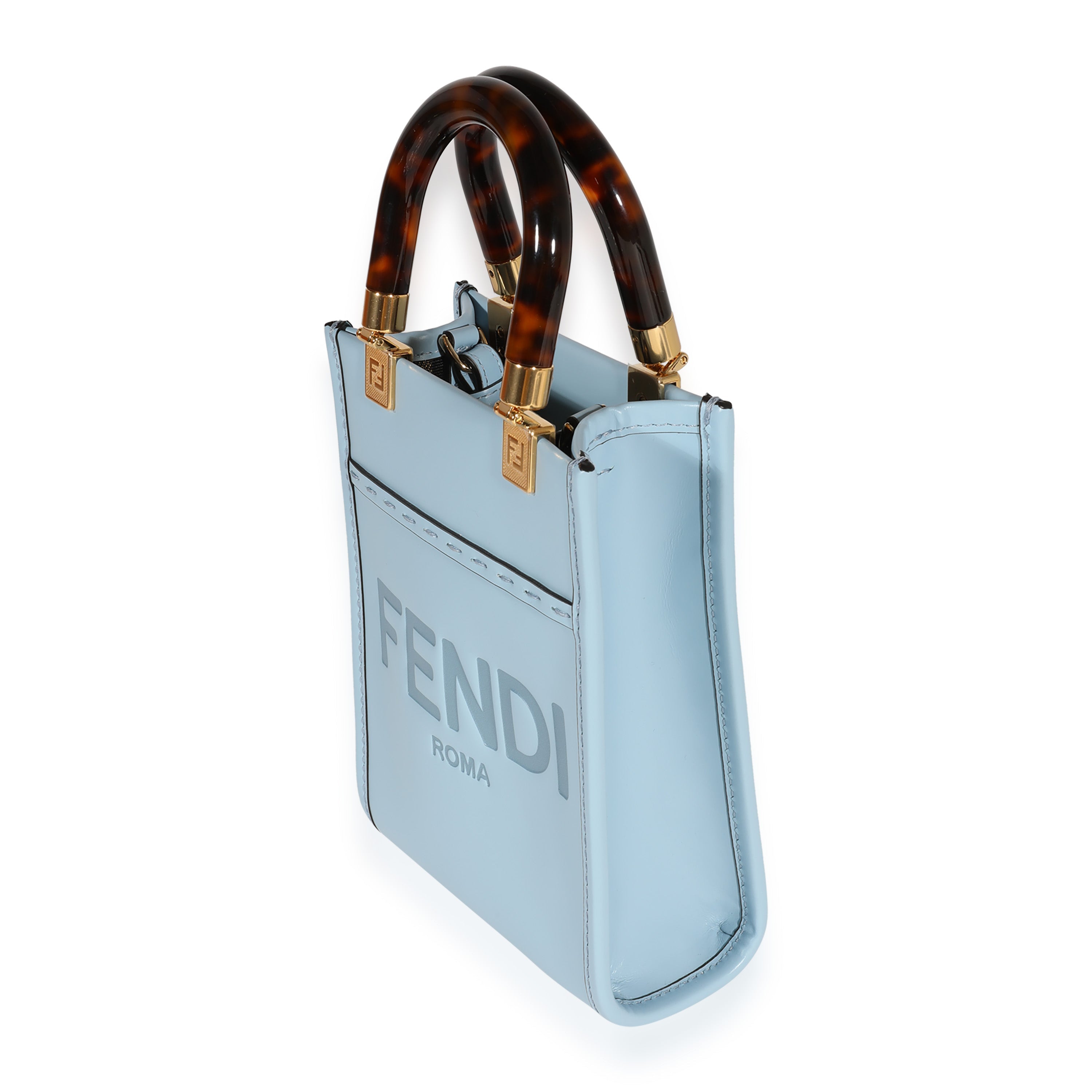 Fendi Light Blue Leather Mini Sunshine Shopper
