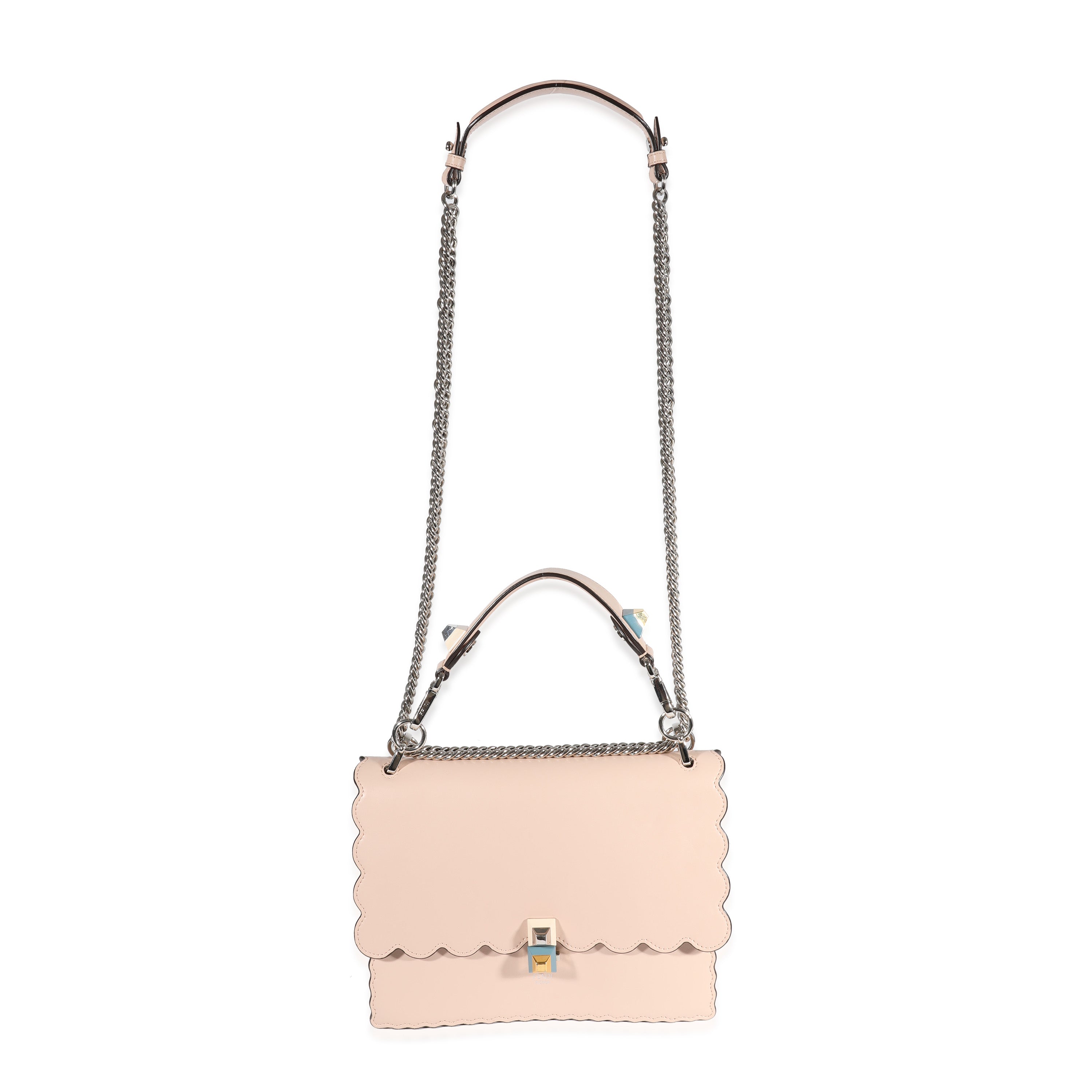 Fendi Pale Pink Scalloped Leather Medium Kan I Bag