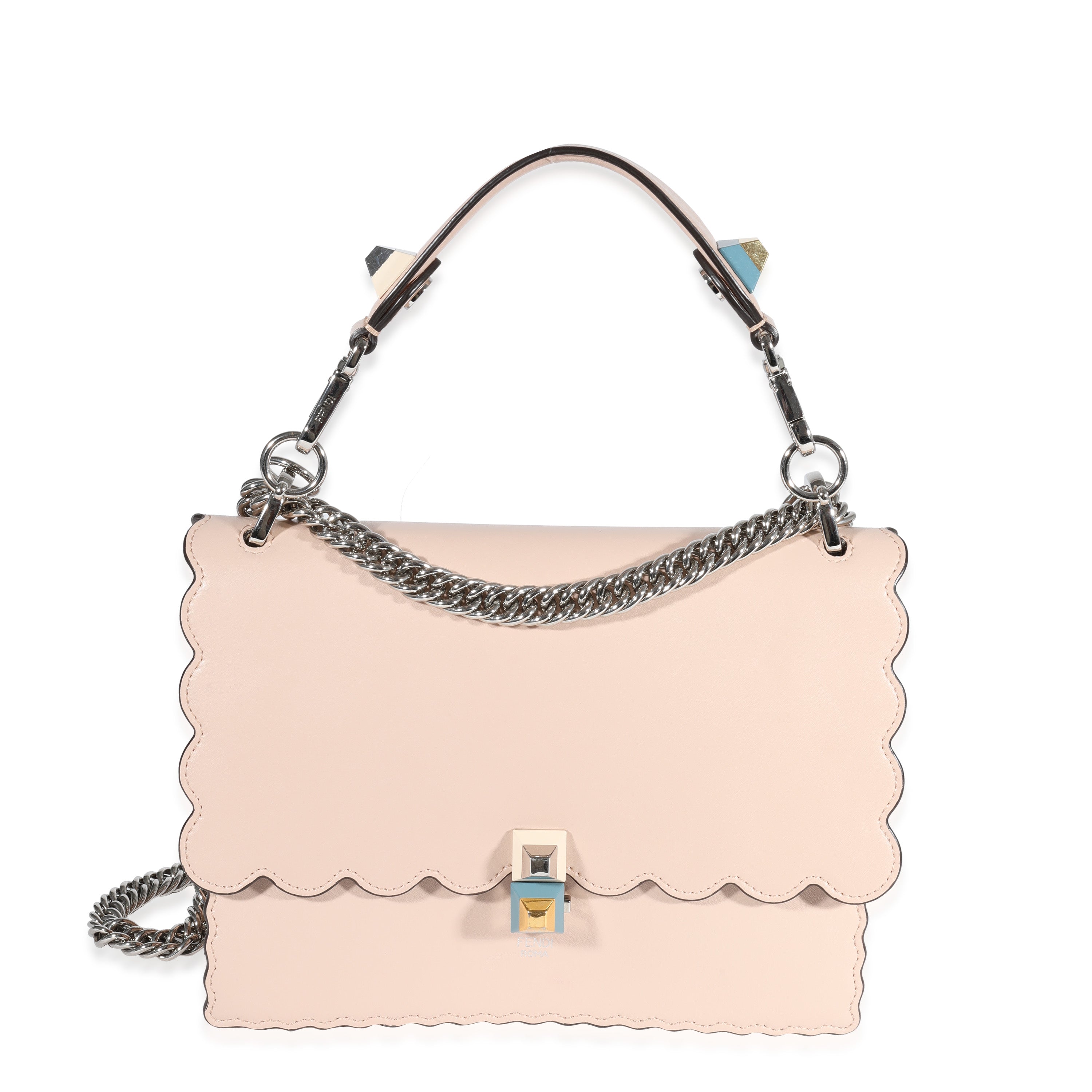 Fendi Pale Pink Scalloped Leather Medium Kan I Bag
