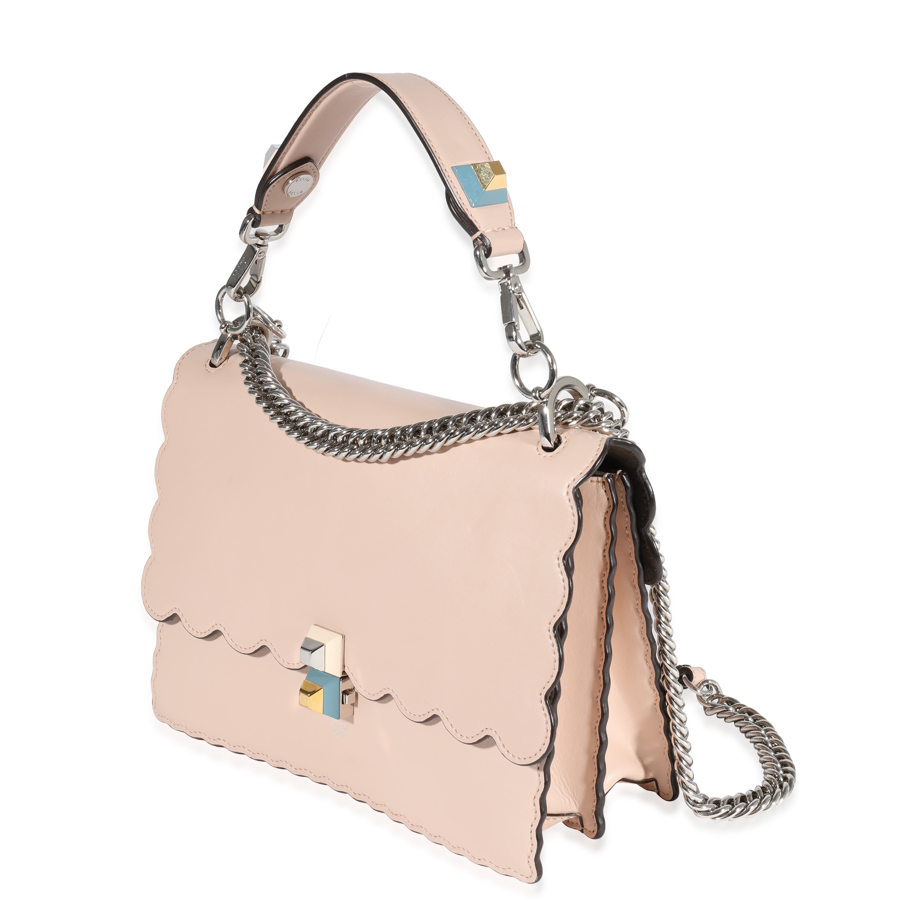 Fendi Pale Pink Scalloped Leather Medium Kan I Bag