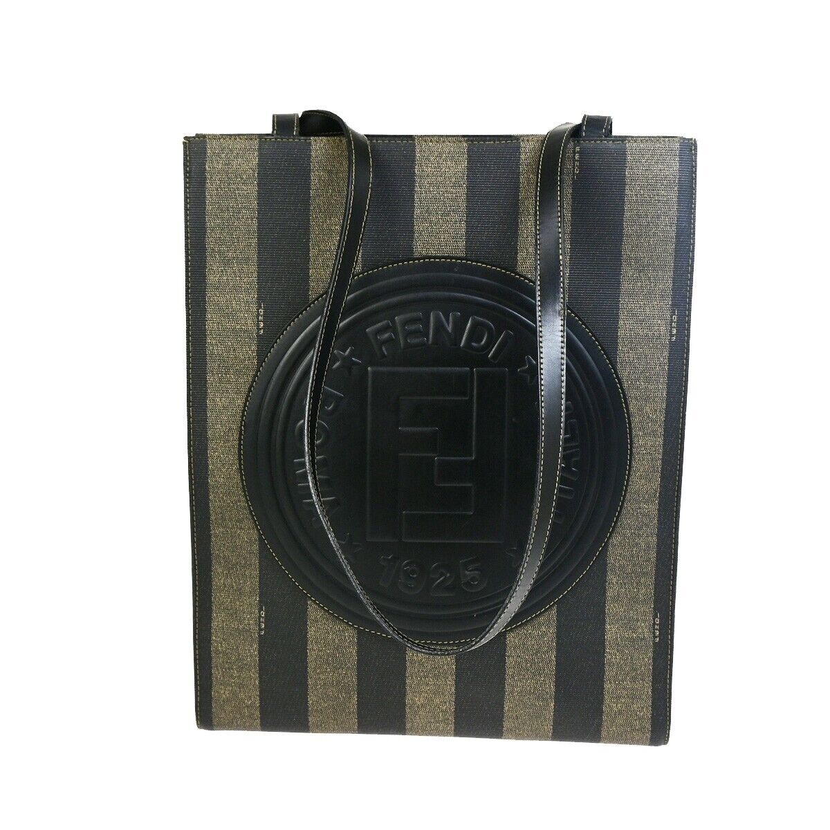 Fendi Pequin Brown Canvas Handbag ()