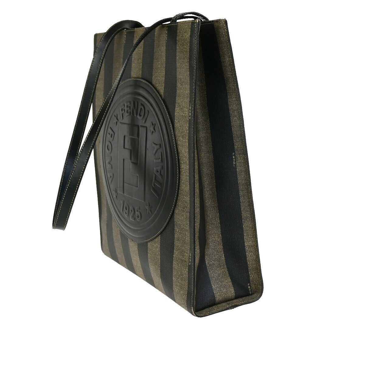 Fendi Pequin Brown Canvas Handbag ()