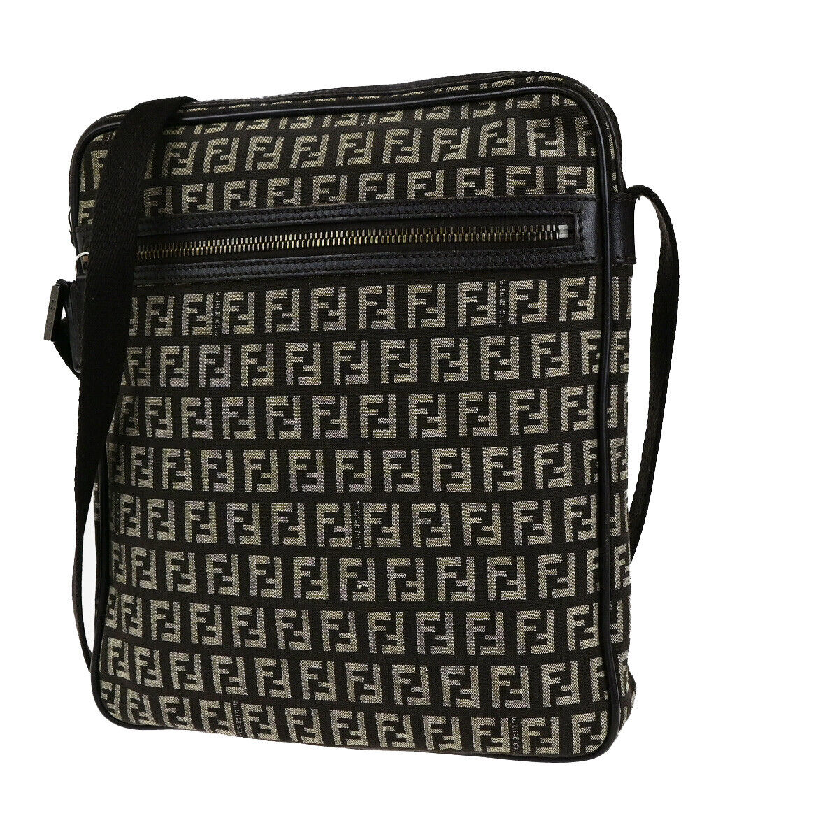 Fendi Zucca Brown Silver Shoulder Bag ()