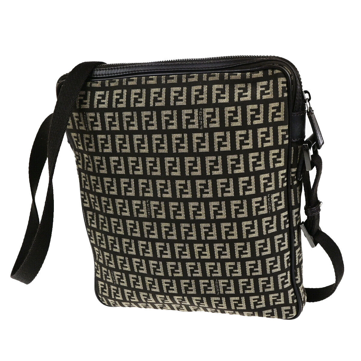 Fendi Zucca Brown Silver Shoulder Bag ()