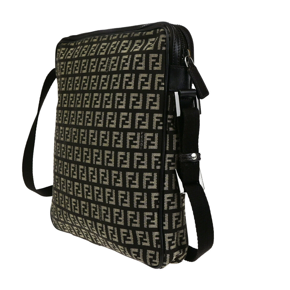 Fendi Zucca Brown Silver Shoulder Bag ()
