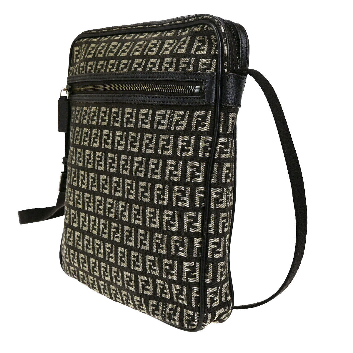 Fendi Zucca Brown Silver Shoulder Bag ()