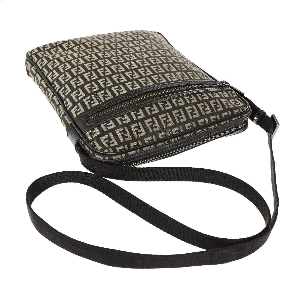 Fendi Zucca Brown Silver Shoulder Bag ()