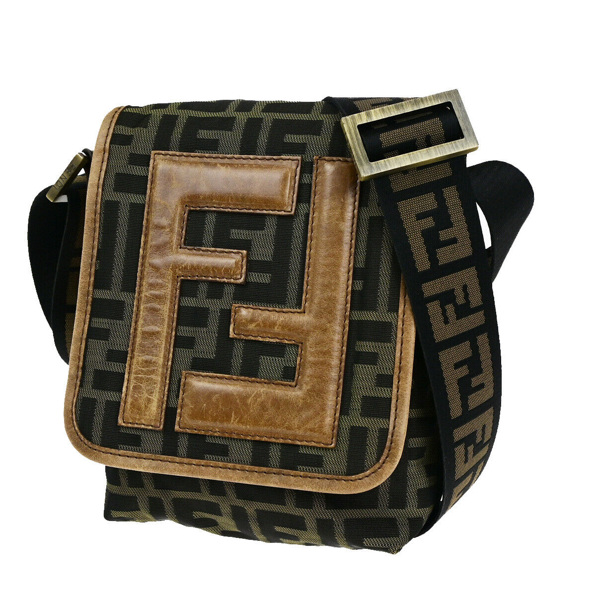 Fendi Zucca Brown Canvas Shoulder Bag ()