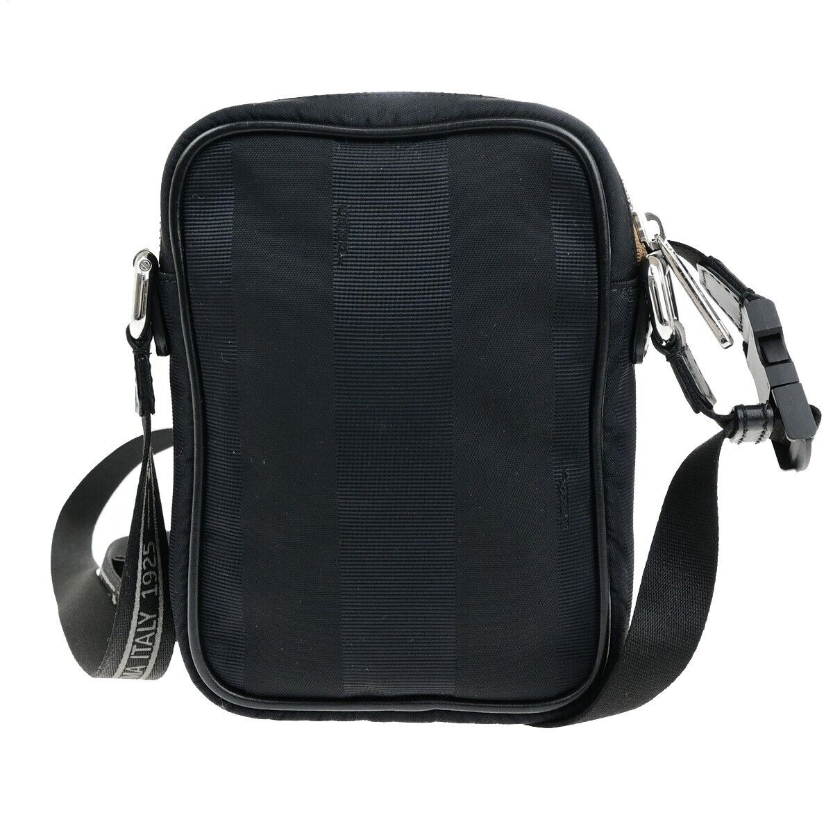 Fendi Pequin Black Canvas Shoulder Bag ()