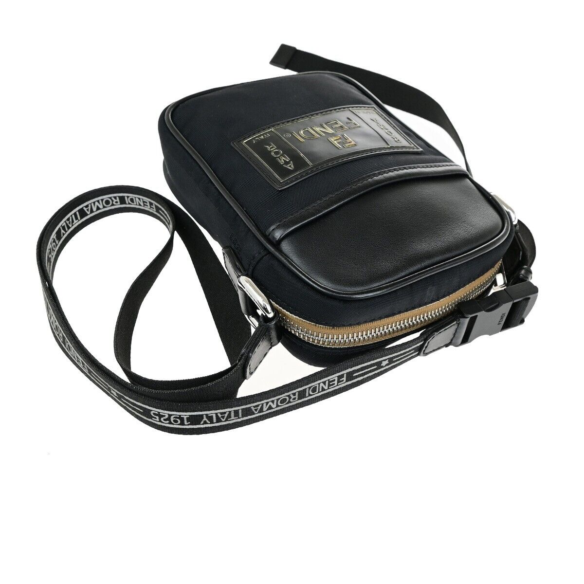 Fendi Pequin Black Canvas Shoulder Bag ()