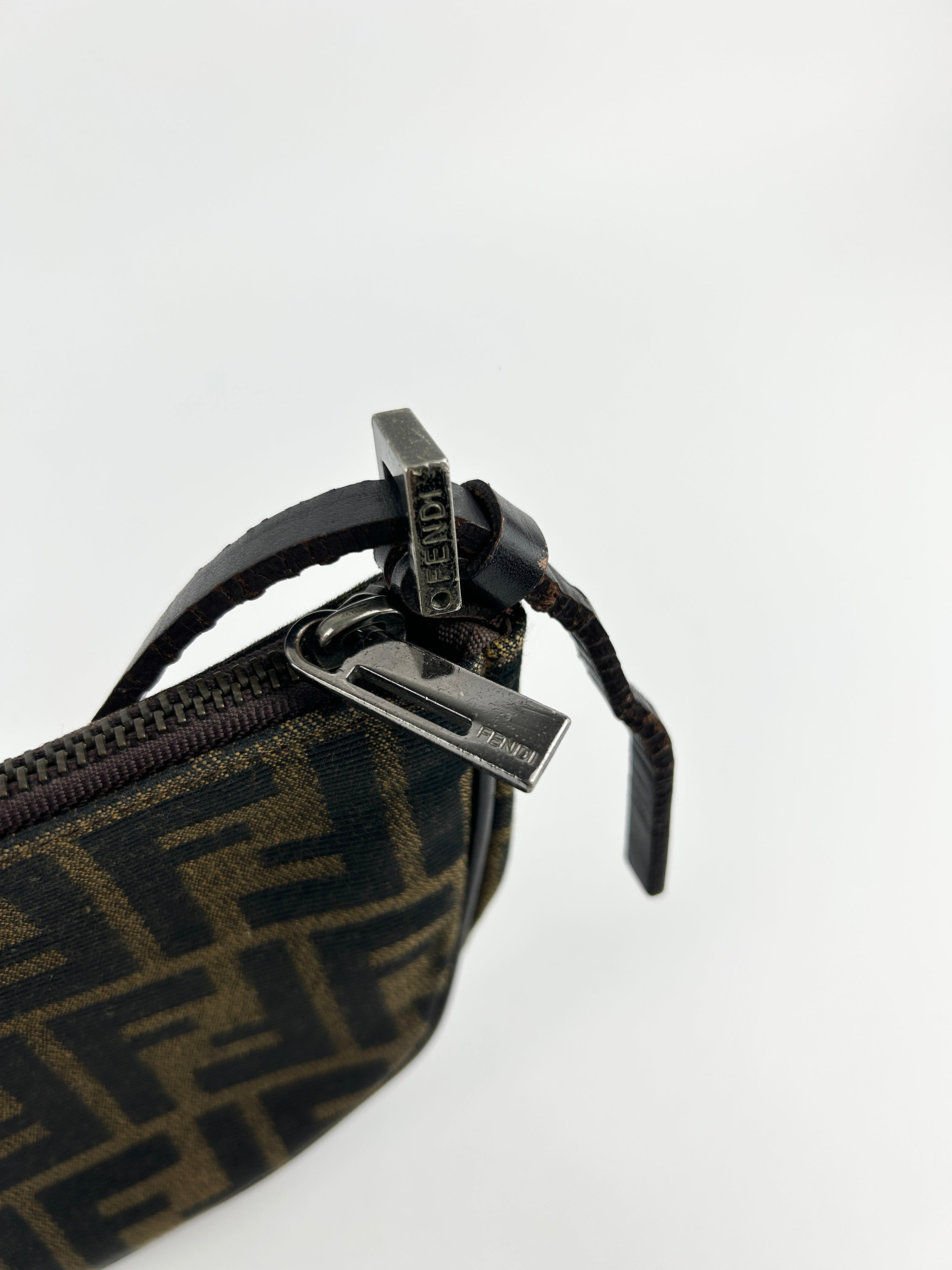 Vintage Fendi Zucca Half Moon Shoulder Bag