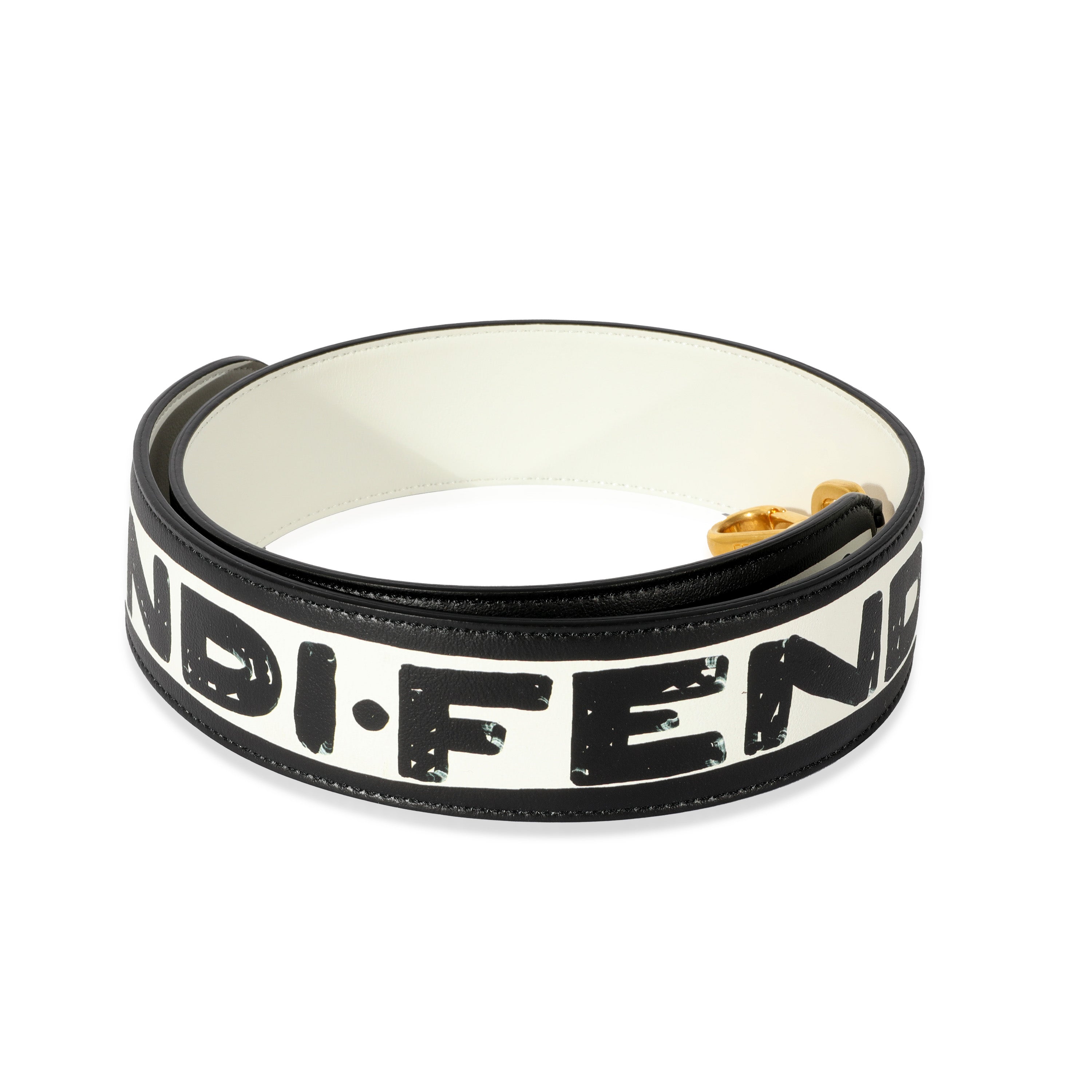Fendi Black & White Leather Joshua Vides Strap You Strap
