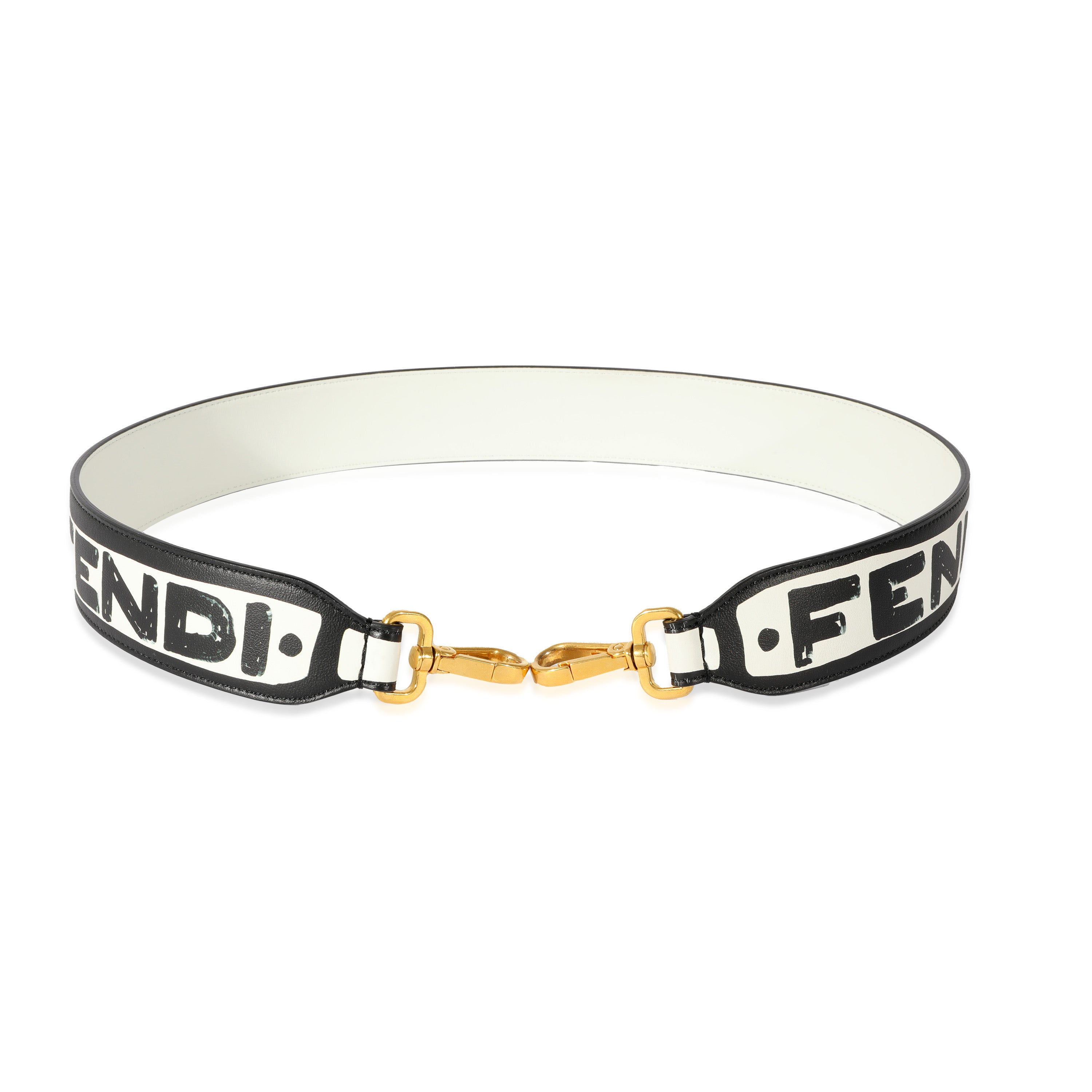 Fendi Black & White Leather Joshua Vides Strap You Strap