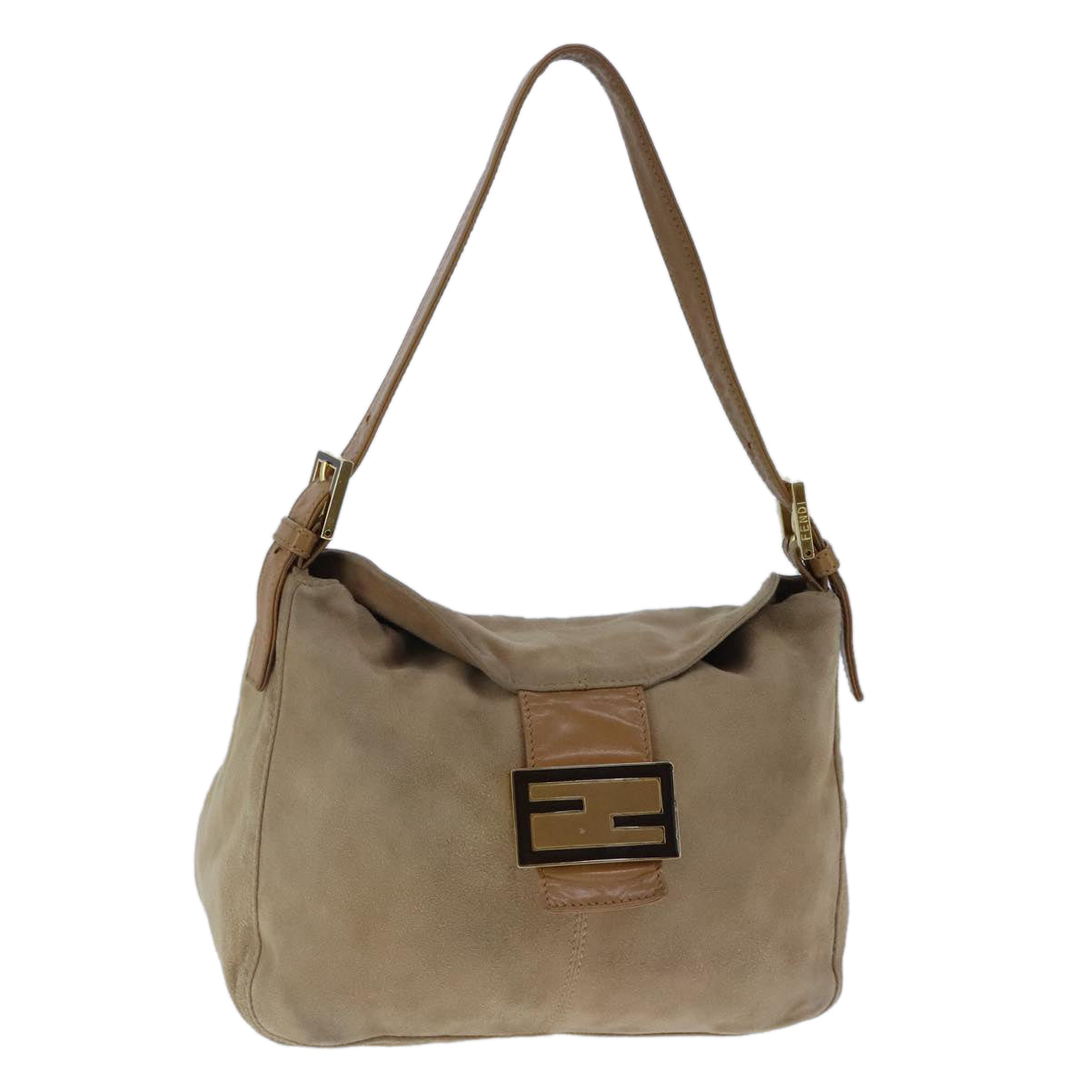 Fendi Mamma Baguette Beige Suede Shoulder Bag ()